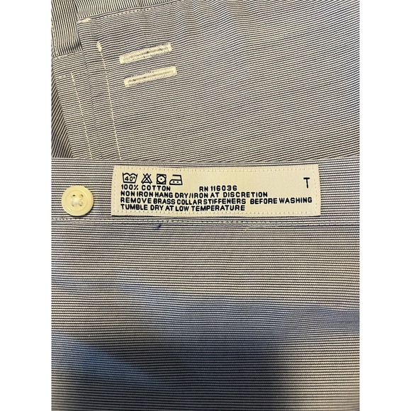 Charles Tyrwhitt Blue Button Down Dress Shirt Size 44 / 17 1/2 Cuff Link Sleeves - Picture 4 of 5